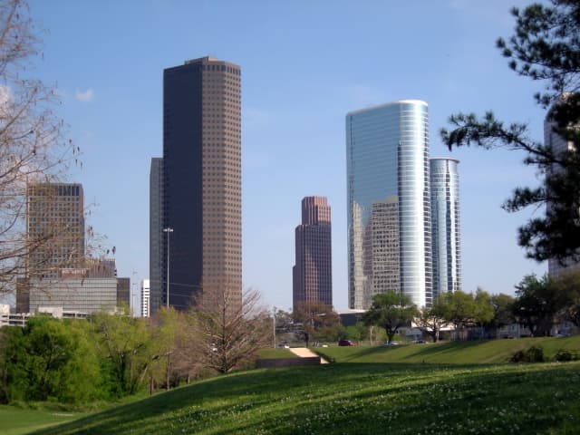 Houston street scene in black and white