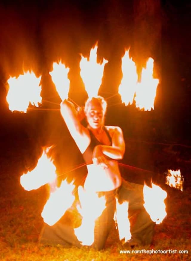 021 - Fireplay, a long-exposure fire photograph by Bob McNeil